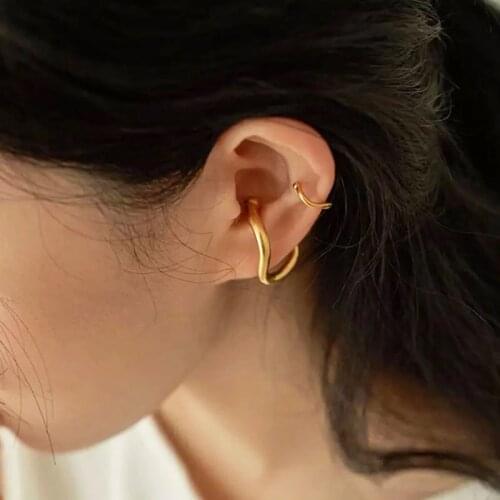 SRCOI Vintage Twisted Rope Clip Earrings Without Piercing Simple U-Shaped Geometric Metal Ear Bone Clip Women Fashion Jewelry