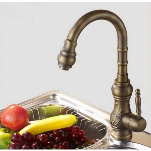 Vintage Retro Antique Brass Single Handle One Hole Bathroom Kitchen Basin Sink Faucet Mixer Tap Swivel Spout Deck Mounted msf001