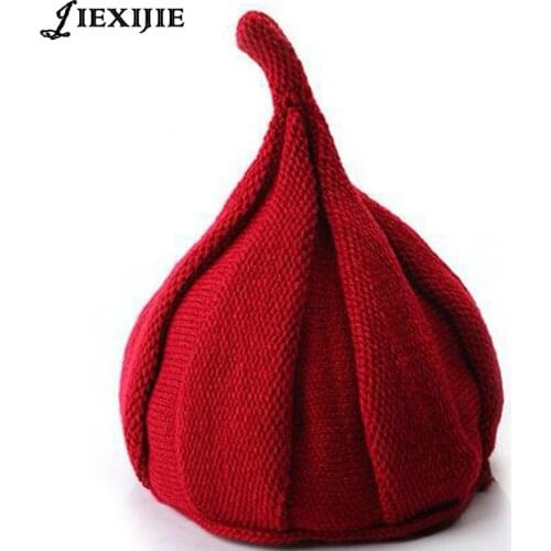 Knitted plus velvet wool hat pointed hats boys Beanies solid knitted hat kids girls Earflap Caps Age knit wool hats parent-child