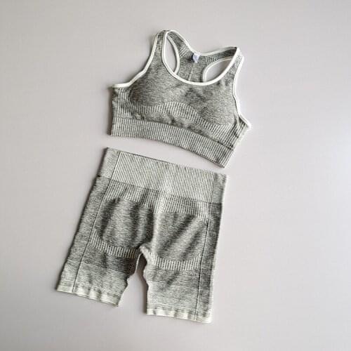 Women 2 Pcs Sports Suits Set Yoga Sets Gym Fitness Exercise Shorts Running Sportswear Lifting Bra Squat Sportswear Activewear