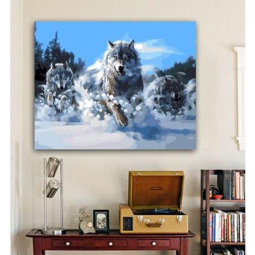 Painting by numbers art paint by number Diy White snow, fierce wolf abstract animal violence aesthetics on canvas