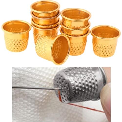 10pcs Gold Color Sewing Thimbles Metal Finger Protector Tools DIY Craft Accessories