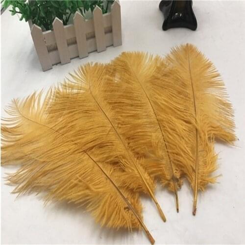 Holiday Decorations 10pcs beautiful golden ostrich feathers 6-8 inches/15-20 cm wholesale decoration