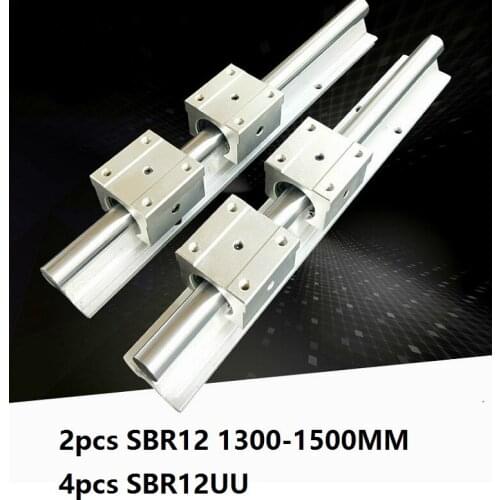 2pcs SBR12 1300mm/1400mm/1500mm support rail linear guide + 4pcs SBR12UU linear Bearing sliding blocks CNC router parts