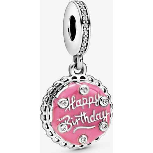 2020 New Fashion 925 Sterling Silver Beads Pink Birthday Cake Dangle Charm fit Original Pandora Bracelets Women DIY Jewelry Gift