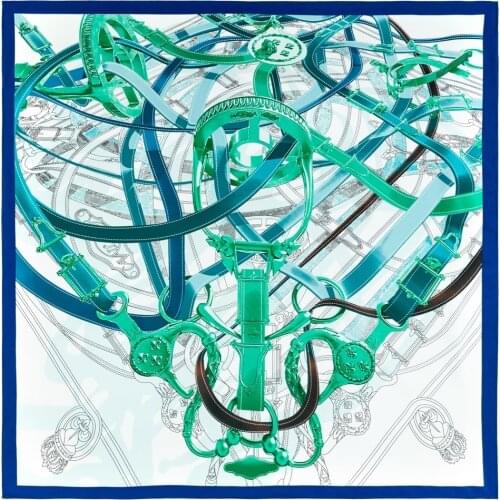 2021New Handmade curled silk scarf women 90cm silk square scarf saddle belt print silk scarf twill shawl Headband