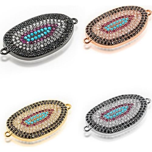 31*16mm new Zircon Jewelry Making DIY Craft Delicate Micro Pave Necklaces Oval Pendants Copper Bracelet Connector Jewelry
