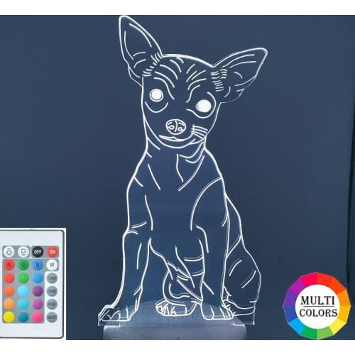 Pet Dog 3D Acrylic Nightlight Kids Night Light LED Chihuahua Table Lamp Touch Sensor Home Party Decor Children Gift APP Control
