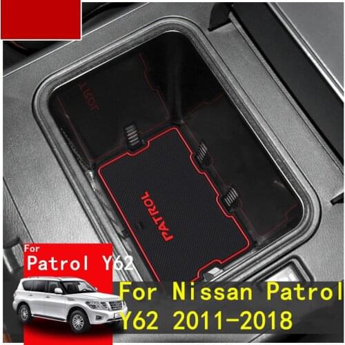 3D Rubber Mat For Nissan Patrol Y62 2011-2018 Lnterior Anti Slip Mat Door Slot Pad Cup Cushion Groove Mat Car Accessories