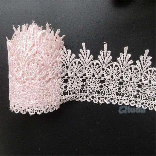 4 Metres Pink Width 9cm Embroidered Lace Edge Trim Ribbon Applique DIY Sewing Craft Crochet Vintage Wedding Bridal Dress Clothes