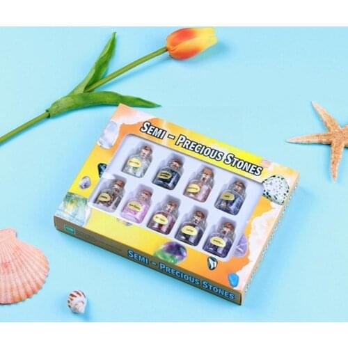 9pcs/set 52x21mm Mini Glass Wishing Bottles Natural Chip Healing Bottle Decoration Drifting Stones Birthday Gifts Lucky Cry I3V3