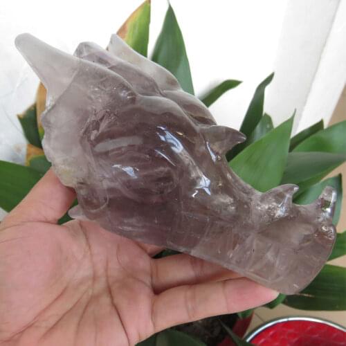 AAA+++ 614g Natural Amethyst Gemstone Carved Crystal Dragon Skull Reiki Healing Hand-carving Craftwork Meditation