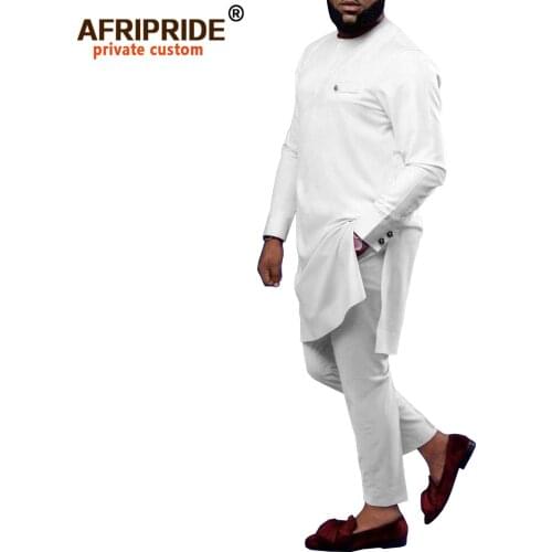 African Clothes for Men Bazin Riche Dashiki Shirts and Pants 2 Piece Set African Suit Tribal Tracksuit Traditional Wear A2116023