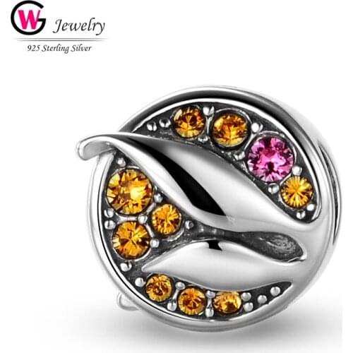 Genuine 925 Sterling Silver Beads Charms Fashion Crystal Beads Fit For Women Original Pandora Charm Bracelet Bangle DIY Jewelry