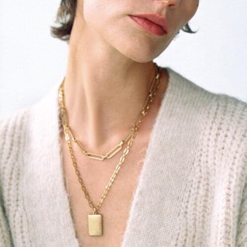 ZA Link CHain Necklace For Women Multi-layer Sweater Chain Necklaces Gold Pendant Necklace VIntage Jewelry 2021