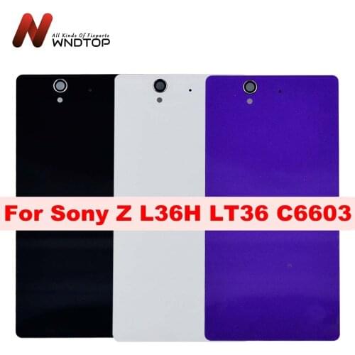 For Sony Z Back Cover for Sony Xperia Z LT36 C6603 C6602 Rear Glass Housing Cover Back L36H Battery Case Door Chassis Repair