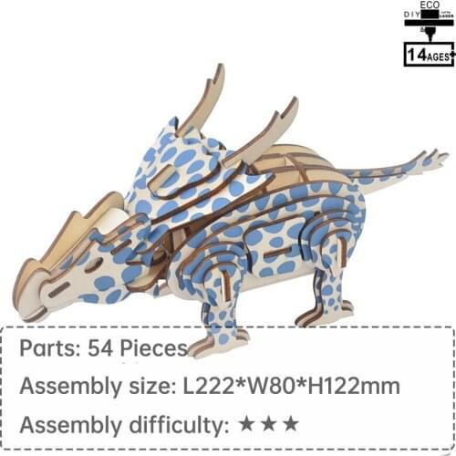 Dinosaur model Achelousaurus wooden puzzle kids puzzle puzzle 3d wood toys educational toys Dinosaur 3D puzzle boy toys