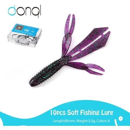 DONQL 10Pcs Worms Fishing Soft Lures 89mm 3.3g Jig Silicone Artificial Baits Salt Smell Wobblers Swimbait Carp Bass Fishing Lure