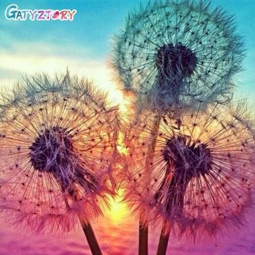 GATYZTORY DIY Diamond Embroidery Dandelion Landscape Diamond Painting 5D Natural Scenery Room Decoration New Arrival