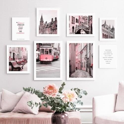 Urban Architecture Tram Bench Wall Art Canvas Painting Nordic Posters And Prints Landscape Wall Pictures For Living Room Decor