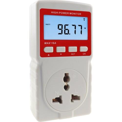 Power Meter Analyzer Electricity Monitor Watt Voltage High Power Consumption w/ Socket Outlet