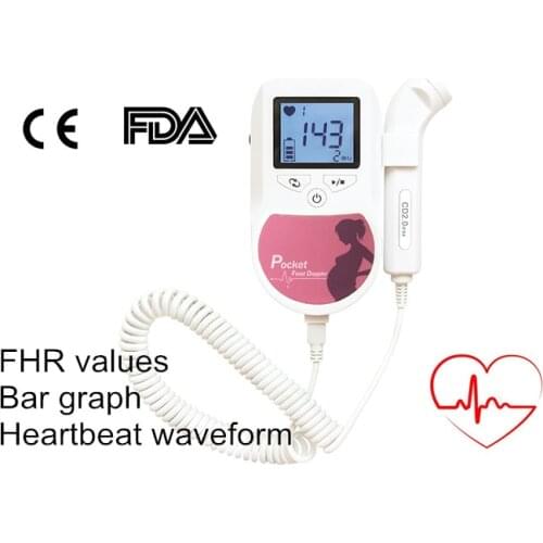 Pocket Prenatal Fetal Doppler 2Mhz 3Mhz Probe LCD Display Baby Heart Beat Monitor Baby Sound C