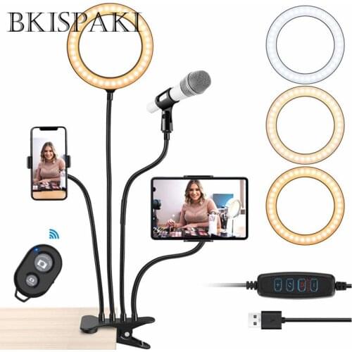 4 in 1 Selfie Ring Light With Flexible Mobile Phone Holder Lazy Bracket Desk Lamp LED For Youtube Live Stream Office Kitchen