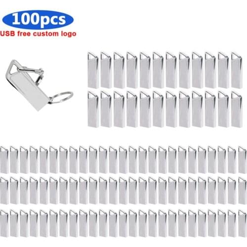 100pcs/lot Metal USB Flash Drive 4GB 8GB 16GB flash disk Pendrive 32GB 64GB memory stick USB 2.0 Flash USB Stick pen drive