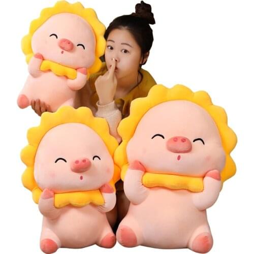 High Quality 25/65cm Kawaii Sunflower Pig Plush Baby Toys Stuffed Soft Animal Pillow Home Decor Birthday Gift Doll for Kids Girl