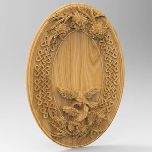 3d STL Model for CNC Router 3D Printer Artcam Aspire Bas Relief_eagle decor Oval panel"CNC files"