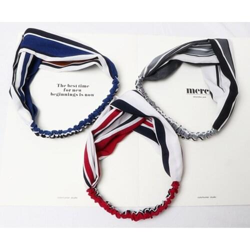 Women New Striped Cross Elastic Hair Band Wash Face MakeupYoga Hair Accessories Creative Wild Headdress