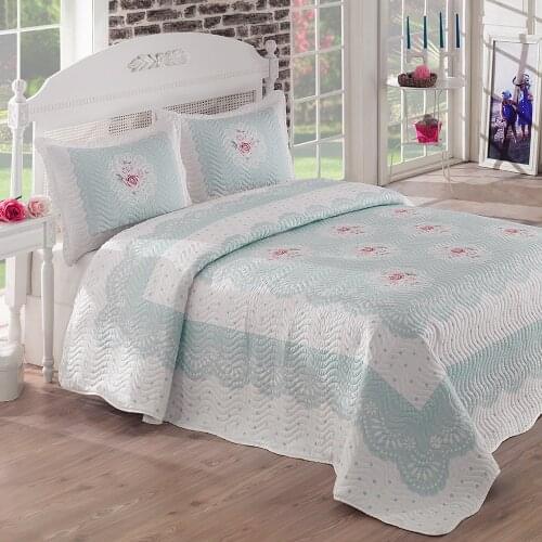 My blanket Clara Blue Double Personality Quilted Bedspread Large Size Washable Breathable Fabric Reasonable Price Fast Shipping Ironed