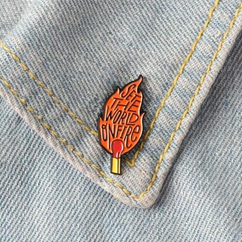 Cartoon Fun Red Match Flame Burning Enamel Brooch Alloy Badge Cowboy Clothes Bag Pin Woman Jewelry Gift For Friends