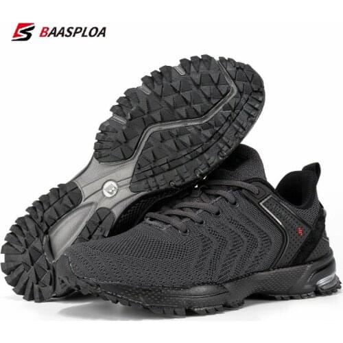 Baasploa Men Sneakers Non-Slip Shock Absorption Breathable Outdoor Knit Training Sport Shoes Comfortable Casual Running Shoes