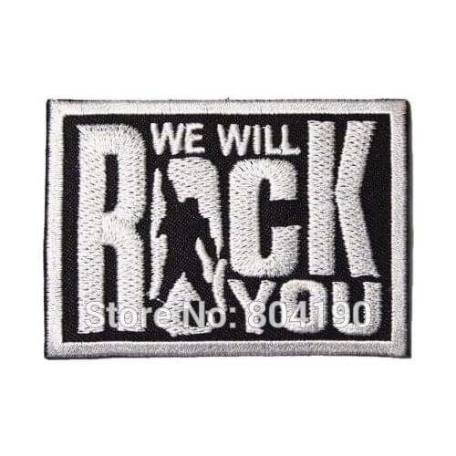 We will rock you Logo Music Rock Band LOGO Embroidered NEW IRON ON SEW ON Patch Applique Baseball Cap Hat Heavy Metal