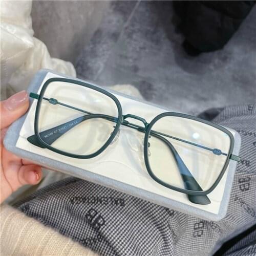 Anti Blue Light Glasses Women Men Metal Spectacles Clear Glasses Optical Eyeglasses Square Frame Transparent Lens Frame Unisex