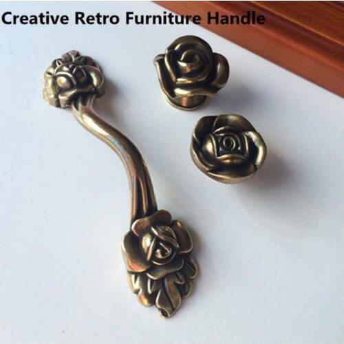 Pitch 96mm European retro shabby creative rose bronze kitchen cabinet wine cabinet handle antique brass drawer tv cabinet knob