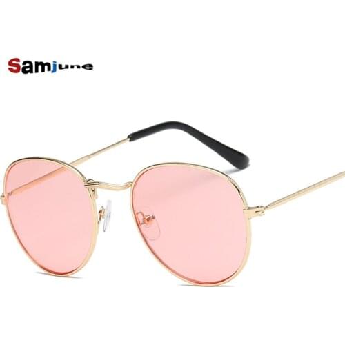 Samjune Sea Color Round Sunglasses Men Round Metal Mens Sunglass Brand Designer Retro Glasses UV400 sunglasses for women
