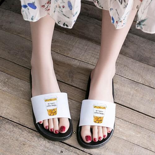 Women Shoes Fashion Summer Flower Print Home Indoor Slippers Beach filp flops Non-slip sandals Bathroom floor Slides woman 2021