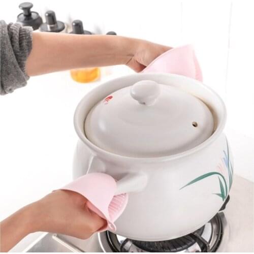 Silicone Anti-scalding Oven Gloves Mitts Potholder Kitchen BBQ Gloves Tray Pot Dish Bowl Holder Oven Handschoen Hand Clip U3