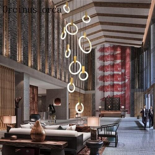 Nordic post-modern simple glass chandelier living room restaurant double staircase industrial wind creative art chandelier