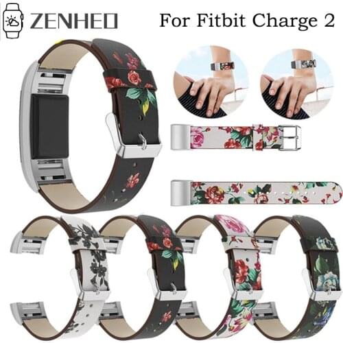 Painted Strap Replacement Watchband For Fitbit Charge 2 Bracelet Rural Style Floral Leather Strap Watch Band For Fitbit Charge2