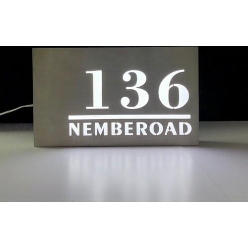 Illuminated Address Sign Plaque House Numbers LED Lighted - Laser Engraved On Acrylic Sign