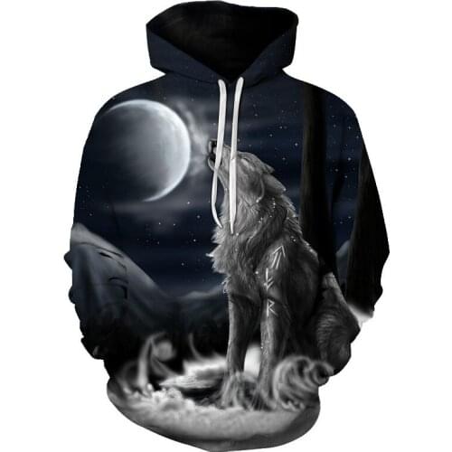 2021 New Wolf Printed Hoodies Men 3D Hoodies Brand Sweatshirts Boy Jackets Quality Pullover Fashion Tracksuits Animal Streetwear