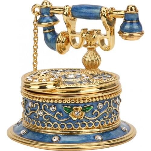 Retro Phone Ornament Zinc Alloy Blue Enamel Color Phone Crafts Home Office Bedroom Decorations Creative Birthday Gift for friend
