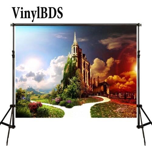 VinylBDS Backdrop Fairy Castle Photo Background Scenic Backdrops Fotobehang Clouds Naturism Children Photos for Studio