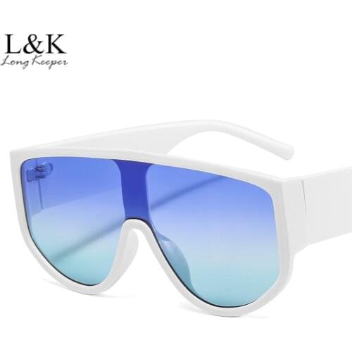 LongKeeper Fashion Flat Top Oversized Square Sunglasses Women Men Big Frame Sun Glassses Vintage Steampunk Glasses Shades UV400