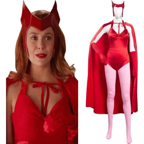 WandaVision Scarlet Witch Wanda Maximoff Cosplay Costume Women Jumpsuit Outfits Halloween Carnival Suit