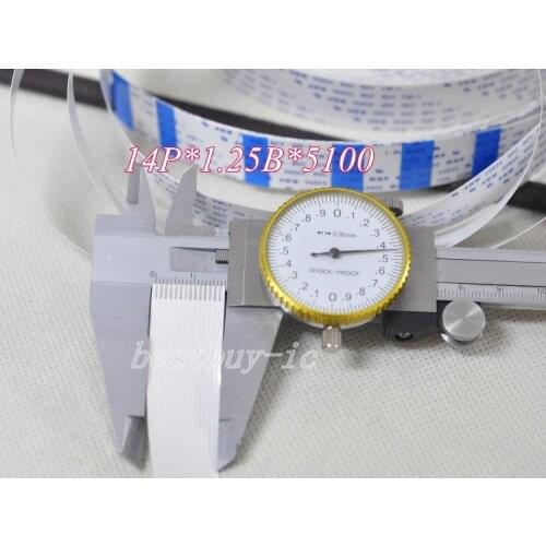 1.25mm Spacing +5100mm Length +14Pin B / Reverse line Soft wire FFC Flexible Flat Cable. 14P*1.25B*5100MM