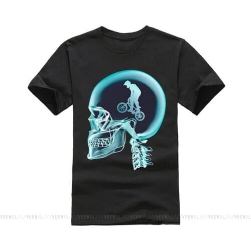 100% Cotton O Neck Printed T Shirt BMX Cross Skull X Ray Oversized T Shirt Funny Riding Youth Clothing
